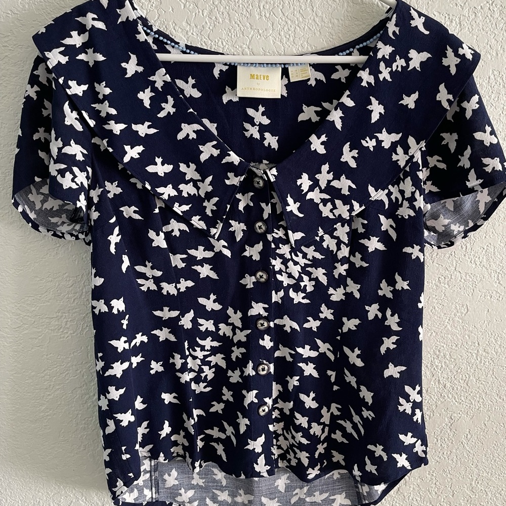Anthropologie Austen Collared Blouse Top